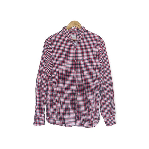 J Crew Mens Checkered Shirt L 100% Cotton Long Sleeve Casual Dress Button Down - Picture 1 of 7